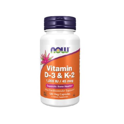 NOW Vitamin D-3 ir K-2 kapsulės N120