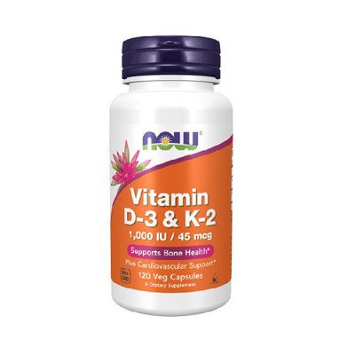 NOW Vitamin D-3 & K-2 120 Kapsulių (120 porcijų)