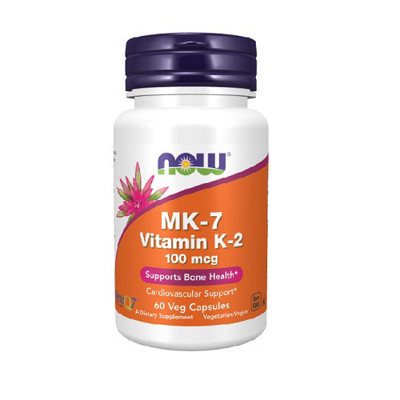 NOW Vitamin K-2 (MK7) 100mcg 60 Kapsulių, (60 porcijų).