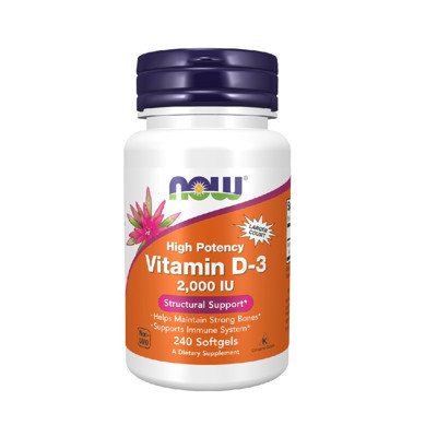 NOW Vitaminas D-3 2000 TV 240 Kapsulių