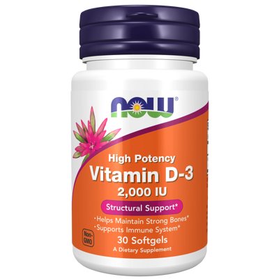 NOW Vitaminas D-3 2000 TV 30 Kapsulių