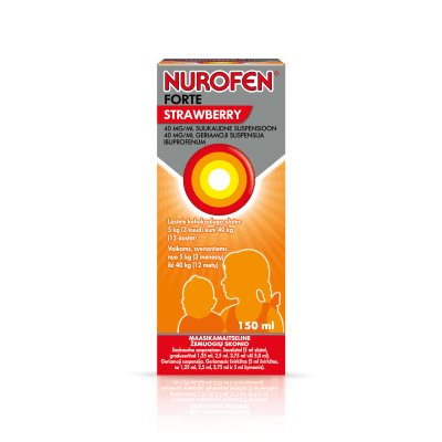 Nurofen Forte Strawberry 40 mg/ml geriamoji suspensija, 150 ml