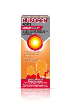 NUROFEN Forte Strawberry 40 mg/ml geriamoji suspensija N1, 100 ml
