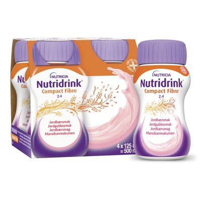 NUTRICIA NUTRIDRINK COMPACT MULTI FIBRE, braškių skonio, 4 vnt., 125 ml