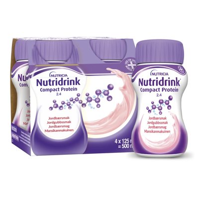 NUTRICIA NUTRIDRINK COMPACT PROTEIN, braškių skonio gėrimas, 4 vnt., 125 ml