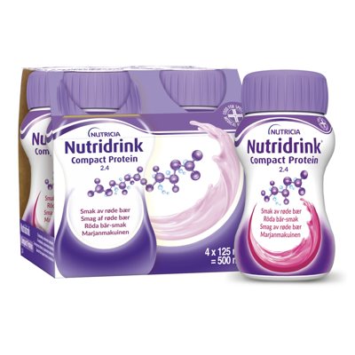 NUTRICIA NUTRIDRINK COMPACT PROTEIN, miško uogų skonio, 4 vnt., 125 ml