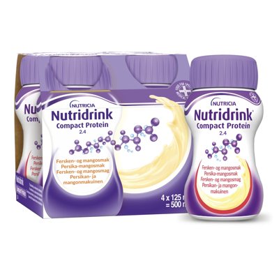 NUTRICIA NUTRIDRINK COMPACT PROTEIN PEACH/MANGO, 4 vnt., 125 ml