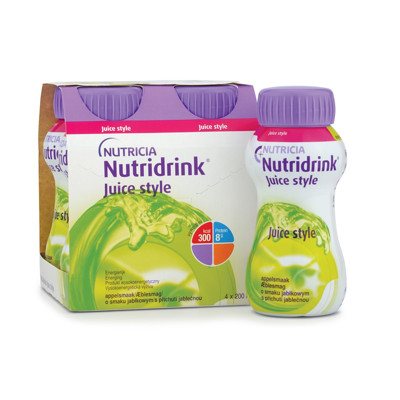NUTRICIA NUTRIDRINK JUICE STYLE, obuolių, po 200 ml, 4 vnt