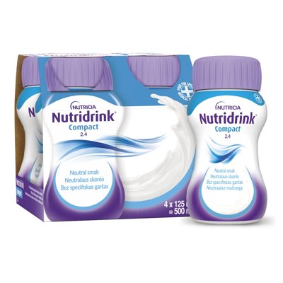 NUTRICIA NUTRIDRINK, neutralaus skonio, 4 vnt., 125 ml
