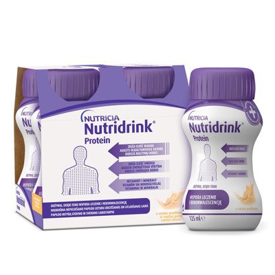 NUTRICIA NUTRIDRINK PROTEIN, vanilės skonio, 4 vnt., 125 ml
