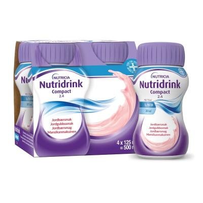 NUTRIDRINK compact braškių skonio, 4 x 125 ml