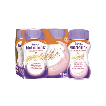 NUTRIDRINK Compact Fibre, braškių skonio, 4 vnt., 4 x 125 ml