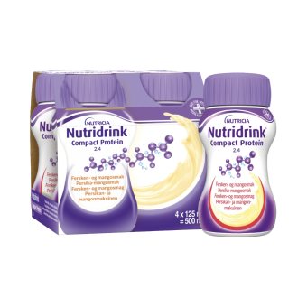 Nutridrink Compact Protein, persikų-mangų skonio, 4 vnt., 4 x 125 ml