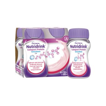 Nutridrink Compact Protein Sensations, vėsinančio raudonųjų vaisių sk, 4 vnt., 4 x 125 ml