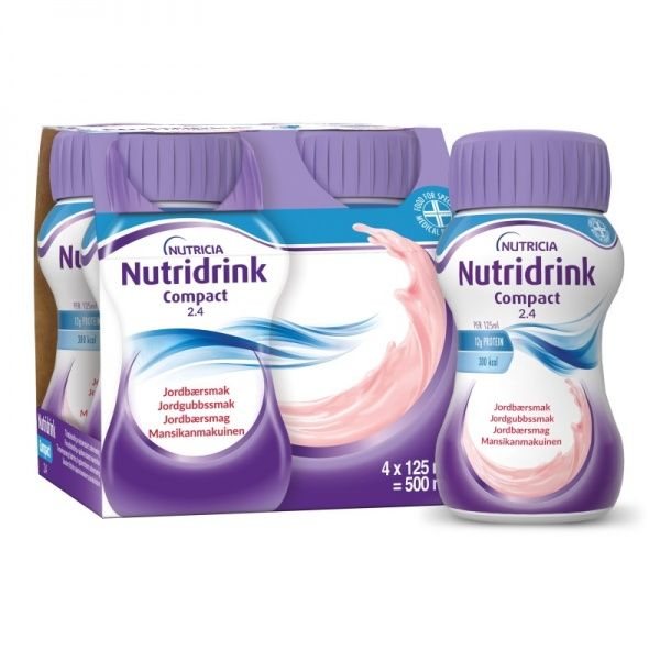 NUTRIDRINK gėrimas COMPACT, braškių skonio, x 125 ml, 4 vnt