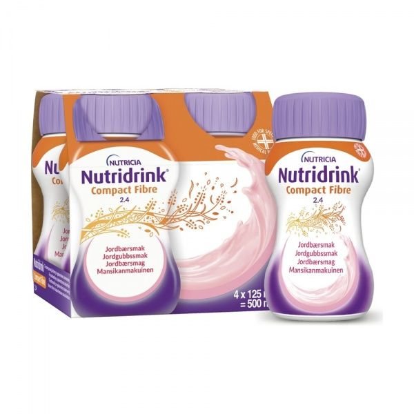 NUTRIDRINK gėrimas COMPACT FIBRE, braškių skonio, x 125 ml, 4 vnt