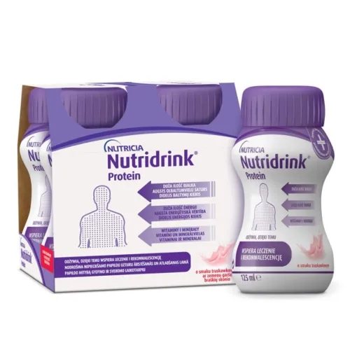 NUTRIDRINK gėrimas PROTEIN, braškių skonio, N4, 125 ml