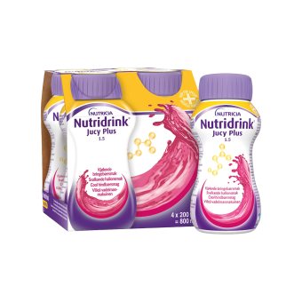 NUTRIDRINK Jucy Plus (gaivinantis aviečių skonis), 4 vnt., 4 x 200 ml