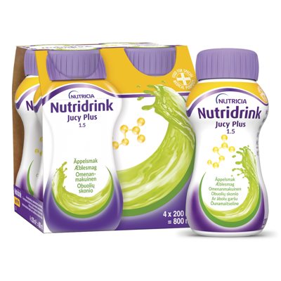 NUTRIDRINK JUCY PLUS, obuolių skonio, 4 vnt., 200 ml