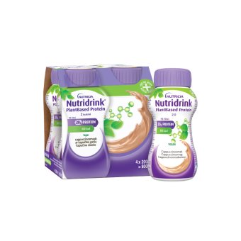 NUTRIDRINK PlantBased (kapučino skonio) 2,0 kcal/ml, 4 vnt., 4 x 200 ml