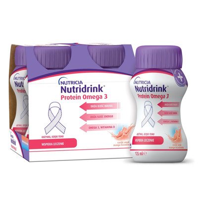 NUTRIDRINK PROTEIN OMEGA, Mangų ir persikų skonio, N4, 125 ml