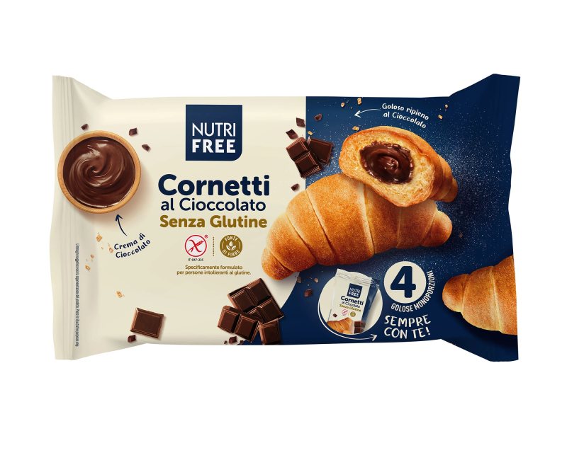 NUTRIFREE CORNETTI - kruasanai su šokolado įdaru be glitimo, 240g, 4 x 60 g