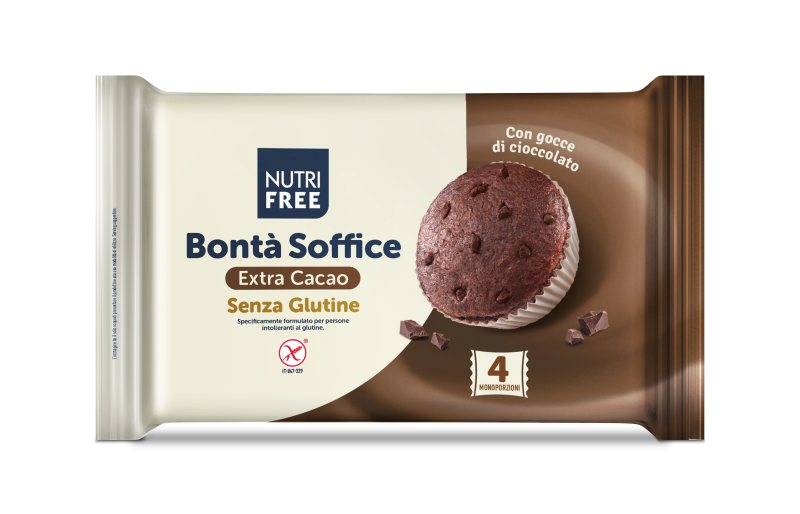 NUTRIFREE šokoladiniai keksiukai be glitimo BONTÀ SOFFICE EXTRA CACAO, 140 g