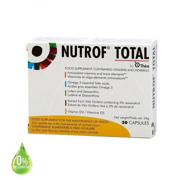 NUTROF TOTAL maisto papildas akims, 30 kaps.