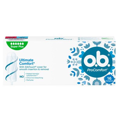 O.B. PRO COMFORT SUPER PLUS, tamponai, 16 vnt