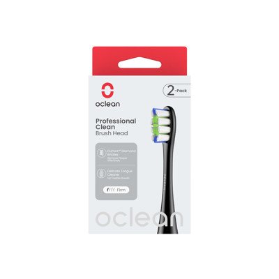 OCLEAN, elektrinio dantų šepetėlio Professional serijos juodos spalvos galvutės, 2 vnt
