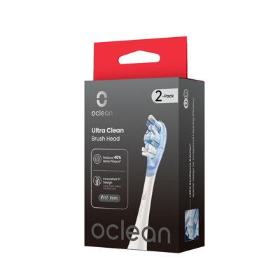 OCLEAN, elektrinio dantų šepetėlio Ultra Clean serijos baltos spalvos galvutės, 2 vnt