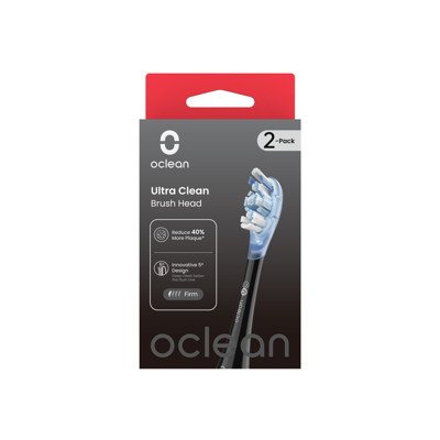OCLEAN, elektrinio dantų šepetėlio Ultra Clean serijos juodos spalvos galvutės, 2 vnt