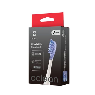 OCLEAN, elektrinio dantų šepetėlio Ultra White serijos baltos spalvos galvutės, 2 vnt