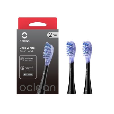 OCLEAN, elektrinio dantų šepetėlio Ultra White serijos juodos spalvos galvutės, 2 vnt
