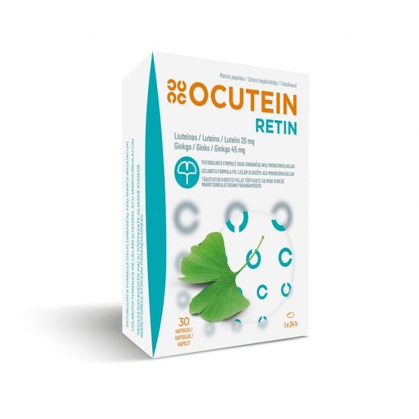 OCUTEIN maisto papildas RETIN LUTEIN + GINKGO BILOBA 45 mg, 30 kaps.
