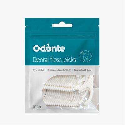 ODONTE, tarpdančių siūlas su laikikliu, 50 vnt