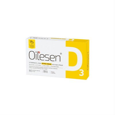 OILESEN, vitaminas D3, 80 kapsulių