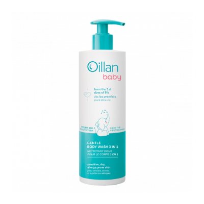 OILLAN Baby švelnus kūno prausiklis kūdikiams 3 in 1, 400 ml