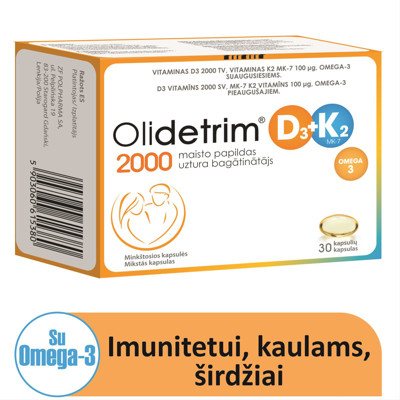 OLIDETRIM 2000 D3 + K2 Omega-3, 30 minkštųjų kapsulių