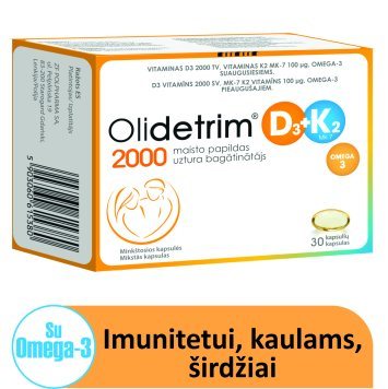 OLIDETRIM Omega 2000 D3+K2 minkštosios kapsulės N30