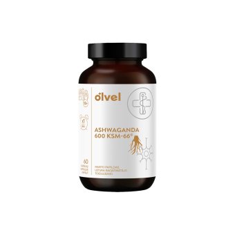 OLVEL, ASHWAGANDA 600 KSM-66®, 60 kapsulių