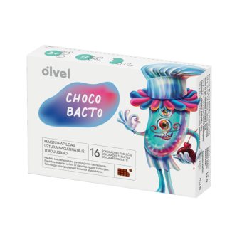 OLVEL gyvybingosios bakterijos CHOCO BACTO, šokolado skonio, nuo ., 16 tablečių, 3 m