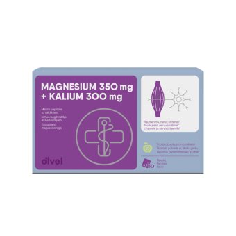 OLVEL magnis, 350 mg + kalis, 300 mg, obuolių skonio, 30 pakelių
