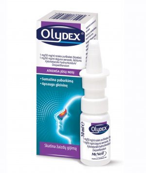 OLYDEX 1 mg/50 mg/ml nosies purškalas (tirpalas), 10 ml