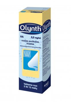 OLYNTH HA 0,5 mg/ml nosies purškalas (tirpalas), galiojimas 2027.01.31, 10 ml
