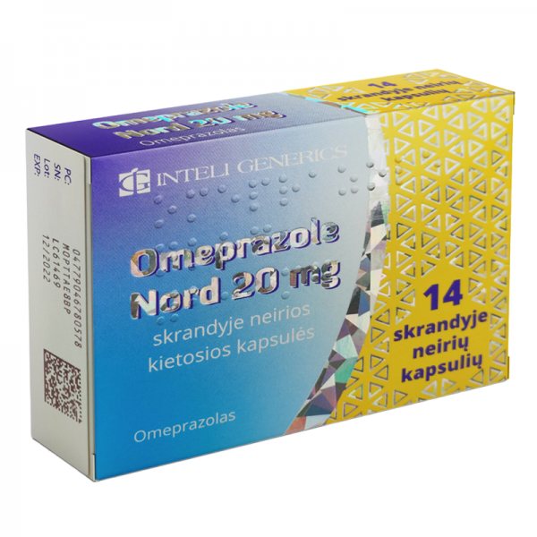 OMEPRAZOLE NORD 20 mg skrandyje neirios kietosios kapsulės N14