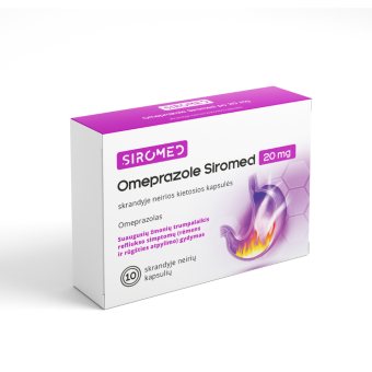 OMEPRAZOLE SIROMED, 20 mg, skrandyje neirios kietos kapsulės, N10