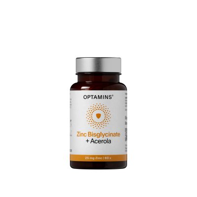 OPTAMINS cinko glicinatas 25mg, su acerolos vaisių kompleksu imunitetui, N60