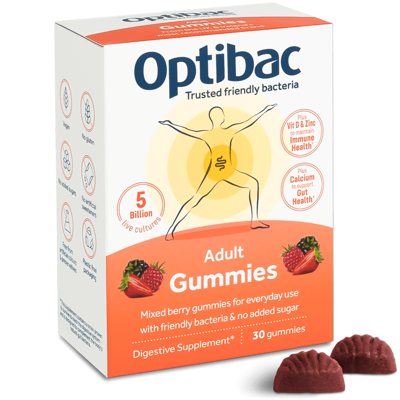 Optibac Adult guminukai su gyvybingomis bakterijomis +D+Zn+Cal, 30 vnt