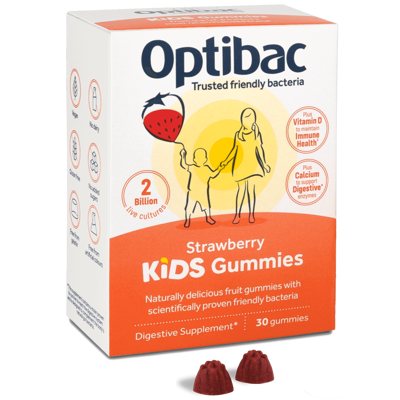 Optibac KIDS guminukai su gyvybingomis bakterijomis+D+Cal, 30 vnt